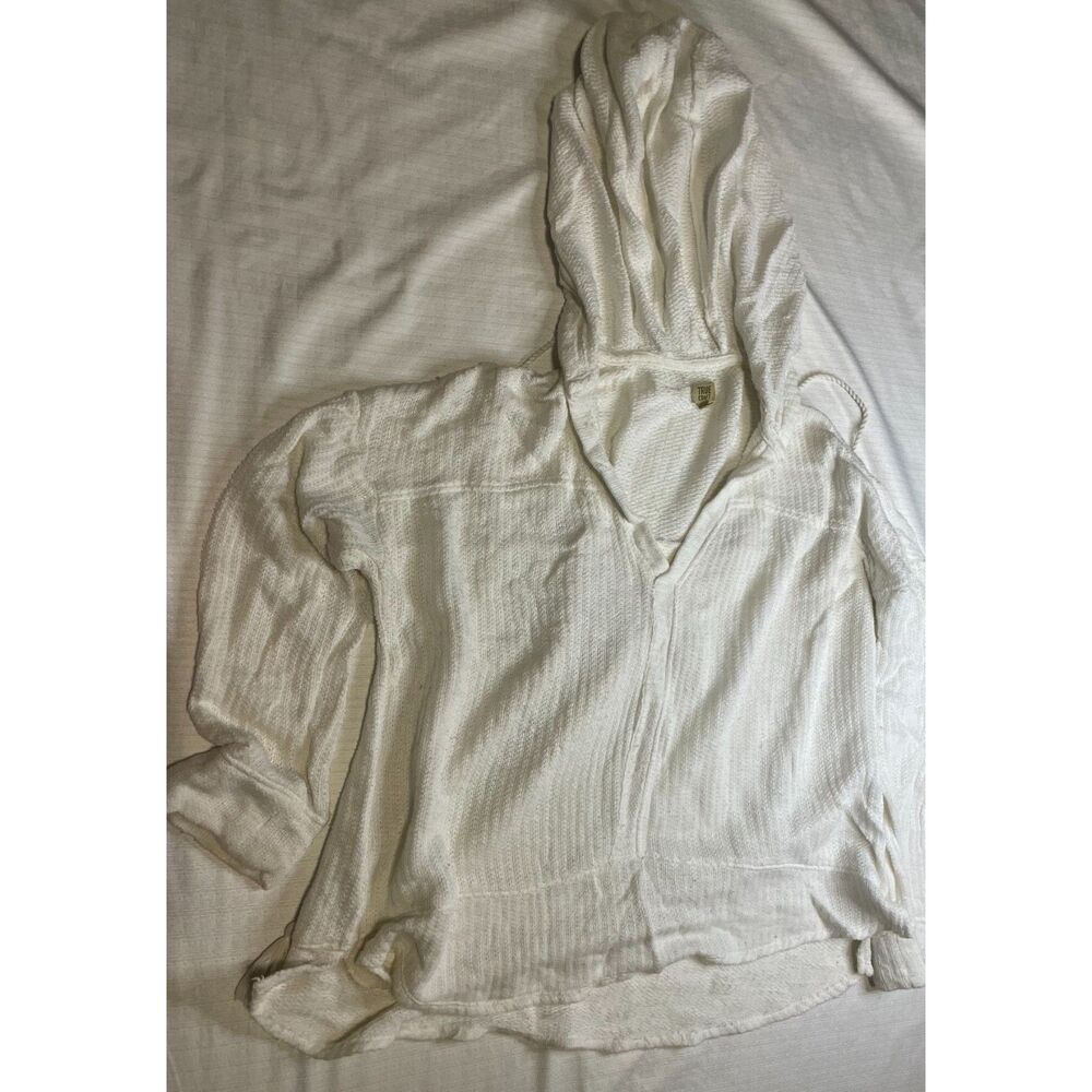 True Craft cream waffle knit pullover beach hoodie